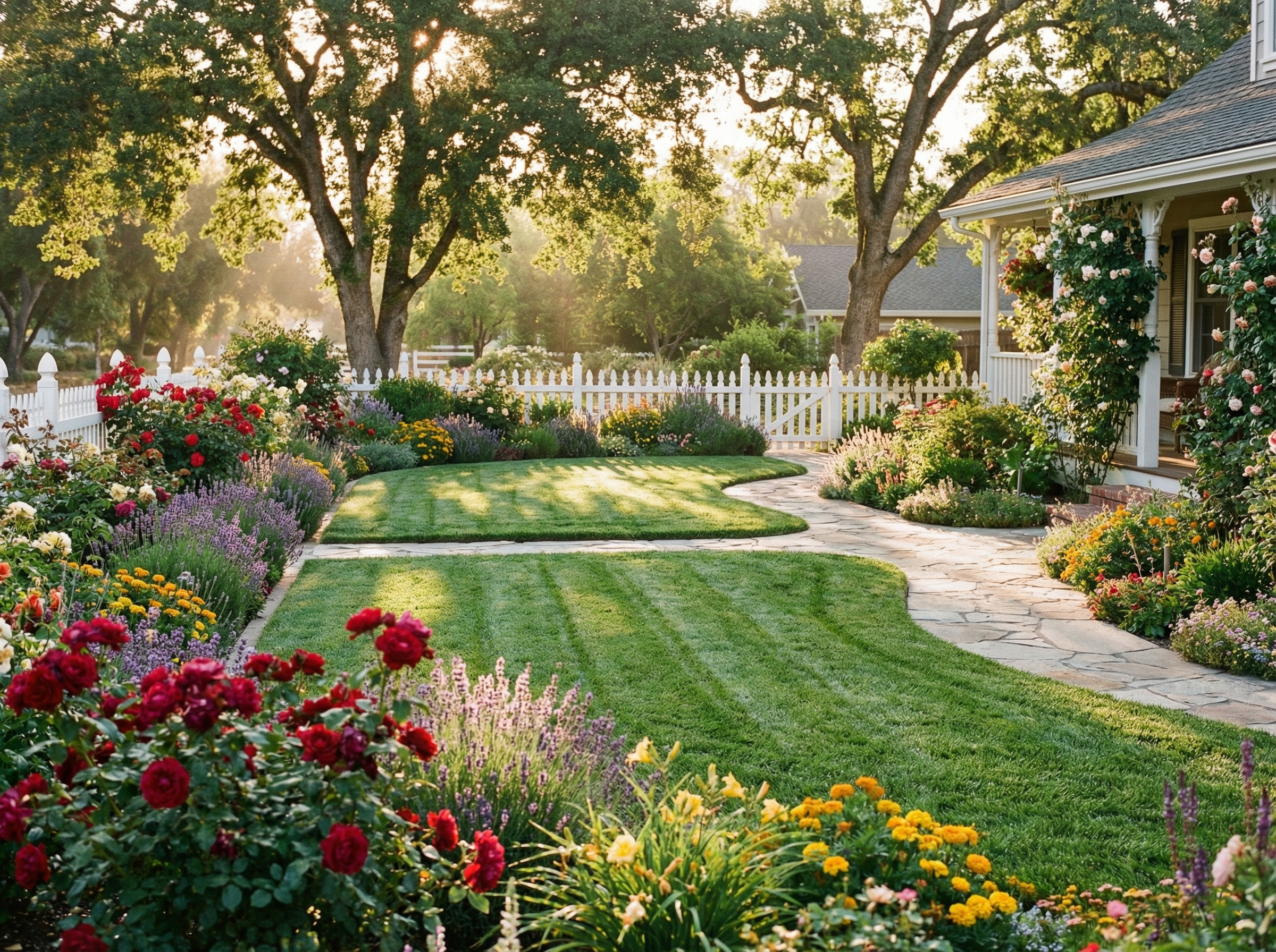 clean cut lawn and flowerbed in Huntsville, AL by King's Cut Landscaping