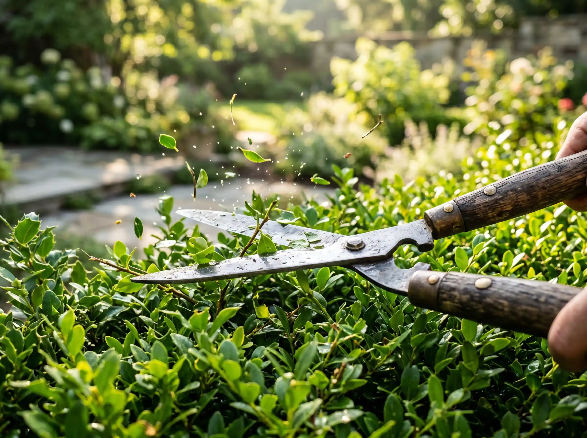 Trimming the bushes in Madison AL from King's Cut Landscaping