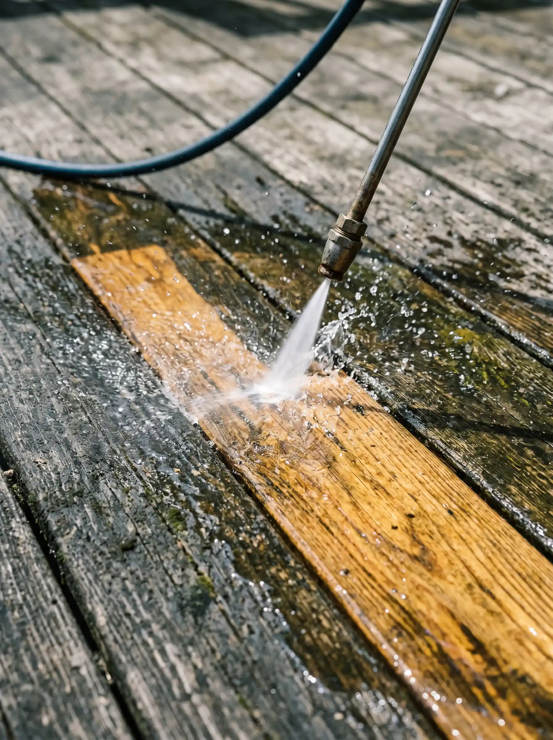 Pressure Washing a wooden Driveway in Madison, AL