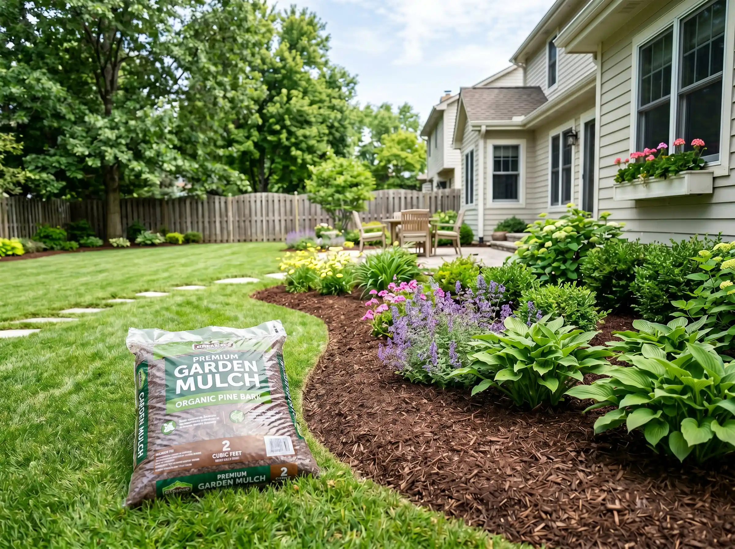 Fresh mulch in the flower bed in Huntsville AL and surrounding areas