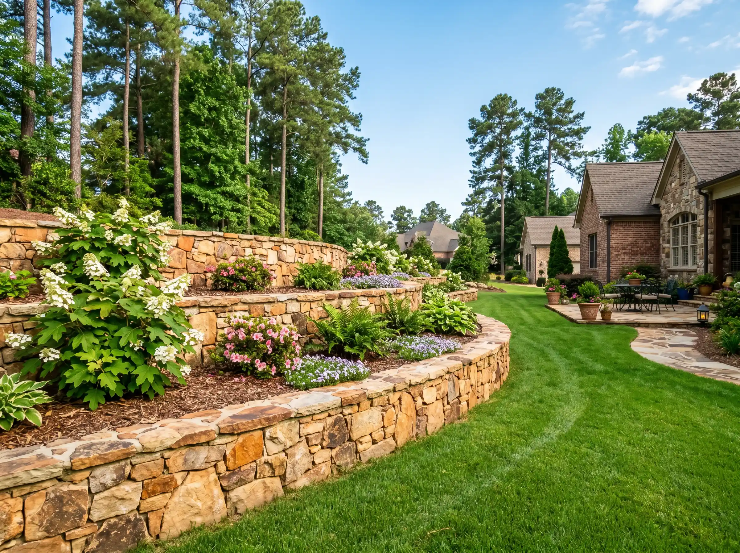 Retaining Walls in Huntsville, AL from King's Cut Landscaping.  Hardscape services in Madison County AL