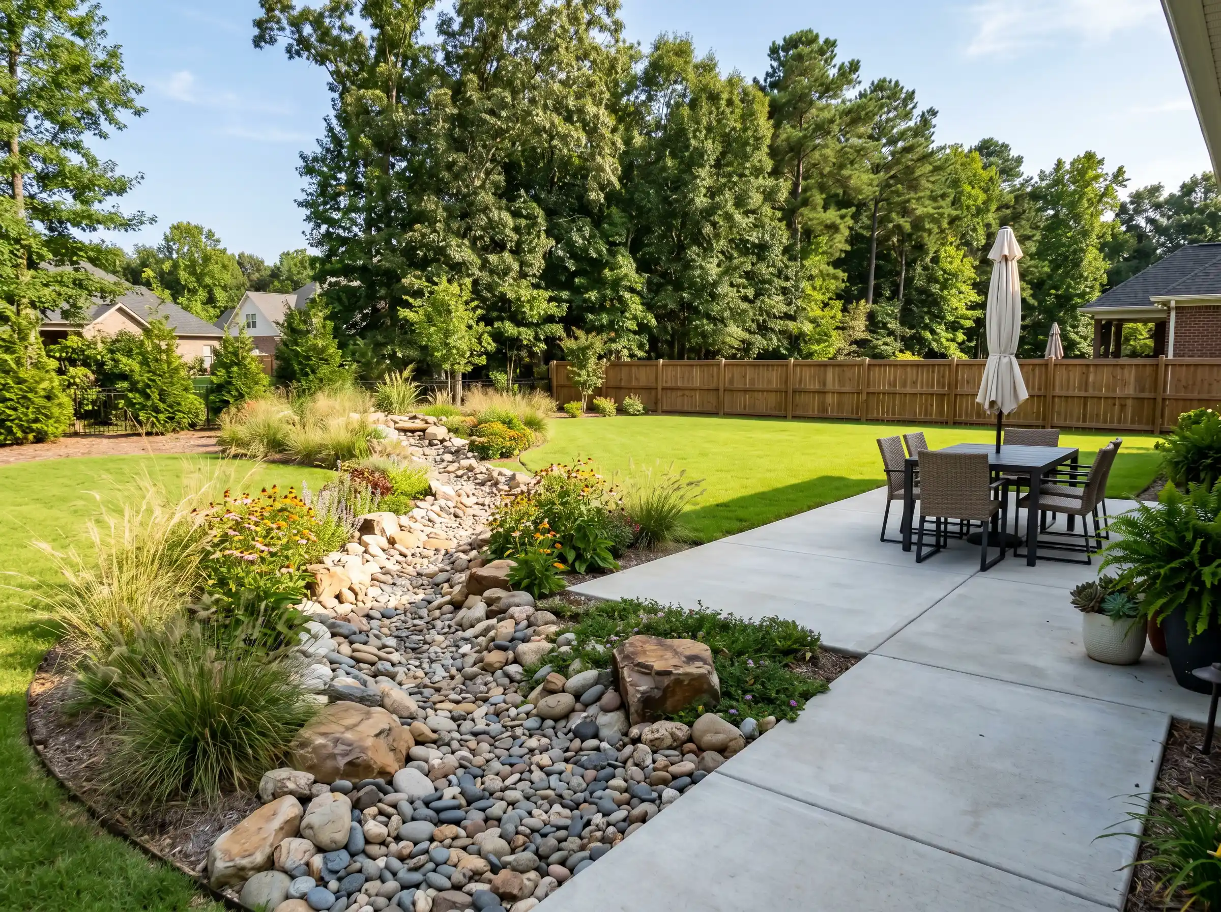 Dry Creek Bed Install in North AL from King's Cut Landscaping